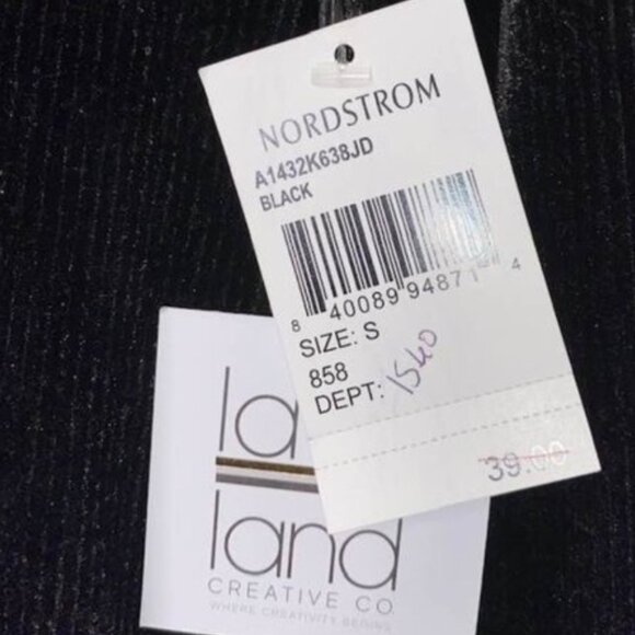 NWT La La Land Creative Co Black Ribbed Velvet Elastic Hem Top Small - Picture 5 of 8